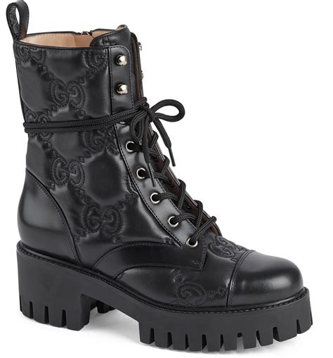 gucci black boots red laces|Gucci black combat boots.